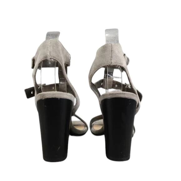 Sam Edelman Shoes Womens 6.5 Heeled Sandals Ankle Straps Leather Block Heel Grey - Picture 8 of 15